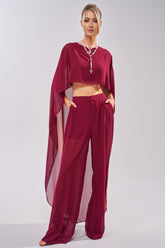 COOL GIRL CHIFFON BLOUSE IN BURGUNDY