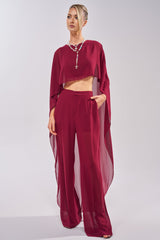 COOL GIRL CHIFFON BLOUSE IN BURGUNDY