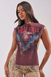 LAST CALL RHINESTONE EMBELLISHED GRAPHIC TANK
