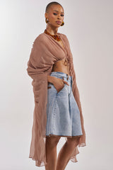FLY AWAY CHIFFON BLOUSE IN TAUPE
