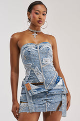 THIS IS MY CALLING EMBELLISHED DENIM MINI DRESS