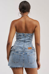 THIS IS MY CALLING EMBELLISHED DENIM MINI DRESS