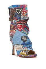 AZALEA WANG JONICE BLUE MULTI RHINESTONE OPEN TOE BOOTIE