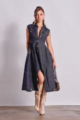 MADELINE BUTTON UP DENIM MIDI DRESS