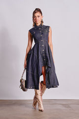 MADELINE BUTTON UP DENIM MIDI DRESS