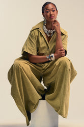 THE BEST OVERSIZED DENIM JUMPSUIT IN OLIVE