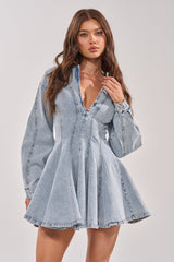 ALL ABOUT MY BUSINESS DENIM MINI DRESS