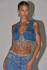 RIDE EM CROPPED DENIM VEST