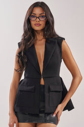 NAOMI BLAZER VEST IN BLACK