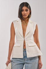 NAOMI BLAZER VEST IN WHITE