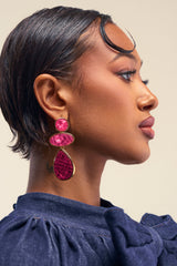 TRIPLE DROP EARRINGS IN PINK