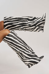 AZALEA WANG KENYA ZEBRA KNEE HIGH WEDGE BOOT