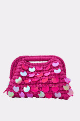 ITS MY WORLD CROCHET SEQUIN CLUTCH