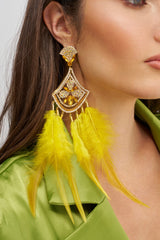 AT CARNIVALE STATEMENT FEATHER EARRING