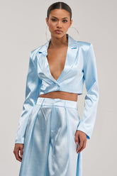 KYLA ICY BLUE SATIN BLAZER