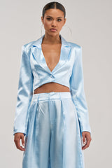 KYLA ICY BLUE SATIN BLAZER