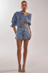 KYLIE EMBELLISHED DENIM SHORT