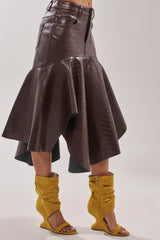 AZALEA WANG KYVELISA MUSTARD WEDGE OPEN TOE BOOTIE