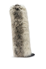 AZALEA WANG LANGLEYE CREAM MULTI SNOW LEOPARD THIGH HIGH FUR BOOT