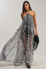 SWEET SIDE CHIFFON MAXI DRESS IN ZEBRA