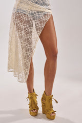 AZALEA WANG LEONTINE WARM OLIVE WEDGE FAUX SUEDE SANDAL