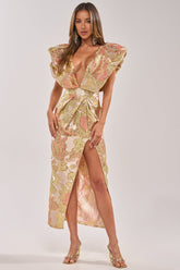 BEST DRESSED BROCADE MAXI DRESS IN PINK
