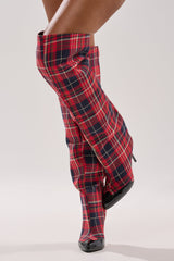 AZALEA WANG LOCHANA MULTI PLAID FLANNEL SEXY BOOT