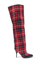 AZALEA WANG LOCHANA MULTI PLAID FLANNEL SEXY BOOT