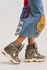 AZALEA WANG MARANTO PEWTER WEDGE SNEAKER