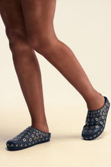 AZALEA WANG MARSHA BLACK GROMMET DETAIL FLAT
