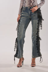 ELIJAH FLARE LACE DENIM