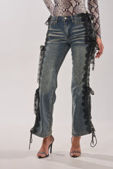 ELIJAH FLARE LACE DENIM
