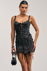 INTO THE NIGHT PU MINI DRESS