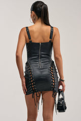 INTO THE NIGHT PU MINI DRESS