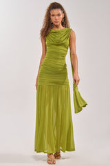 TRENDSETTER ENERGY LAYERED MAXI DRESS IN GREEN