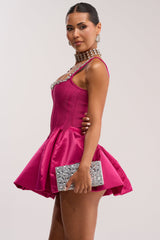 SHIMMER FRAME RHINESTONE MINI DRESS IN PINK