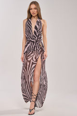 INVITE ONLY PRINTED MAXI DRESS IN ZEBRA
