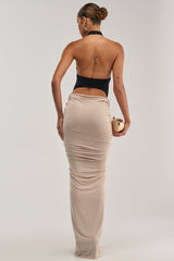 FLY ME OUT MOCK NECK MAXI DRESS IN BLACK AND WHITE