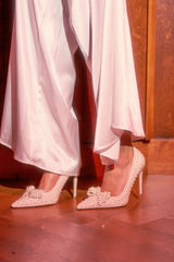 AZALEA WANG NAAMAH WHITE PEARL EMBELLISHED PUMP