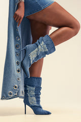 AZALEA WANG NAELIA DENIM STILETTO BOOTIE