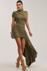WRAP ME UP MINI DRESS IN OLIVE