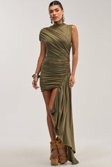 WRAP ME UP MINI DRESS IN OLIVE