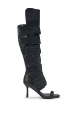 AZALEA WANG NOIRWAVE BLACK PU STILETTO SANDAL BOOT