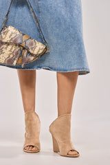 AZALEA WANG NOVIS BEIGE WEDGE BOOTIE