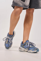 AKIRA GOLD NOXA PLAID SILVER HARDWARE EMBELLISHED SNEAKER