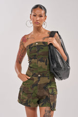 SEE ME WIN DENIM ROMPER IN CAMO