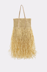 ST BARTZ SHAGGY STRAW TOTE BAG