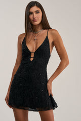 TEMPTED TONIGHT EMBELLISHED MINI DRESS