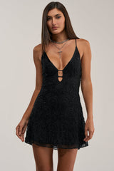 TEMPTED TONIGHT EMBELLISHED MINI DRESS