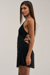 TEMPTED TONIGHT EMBELLISHED MINI DRESS